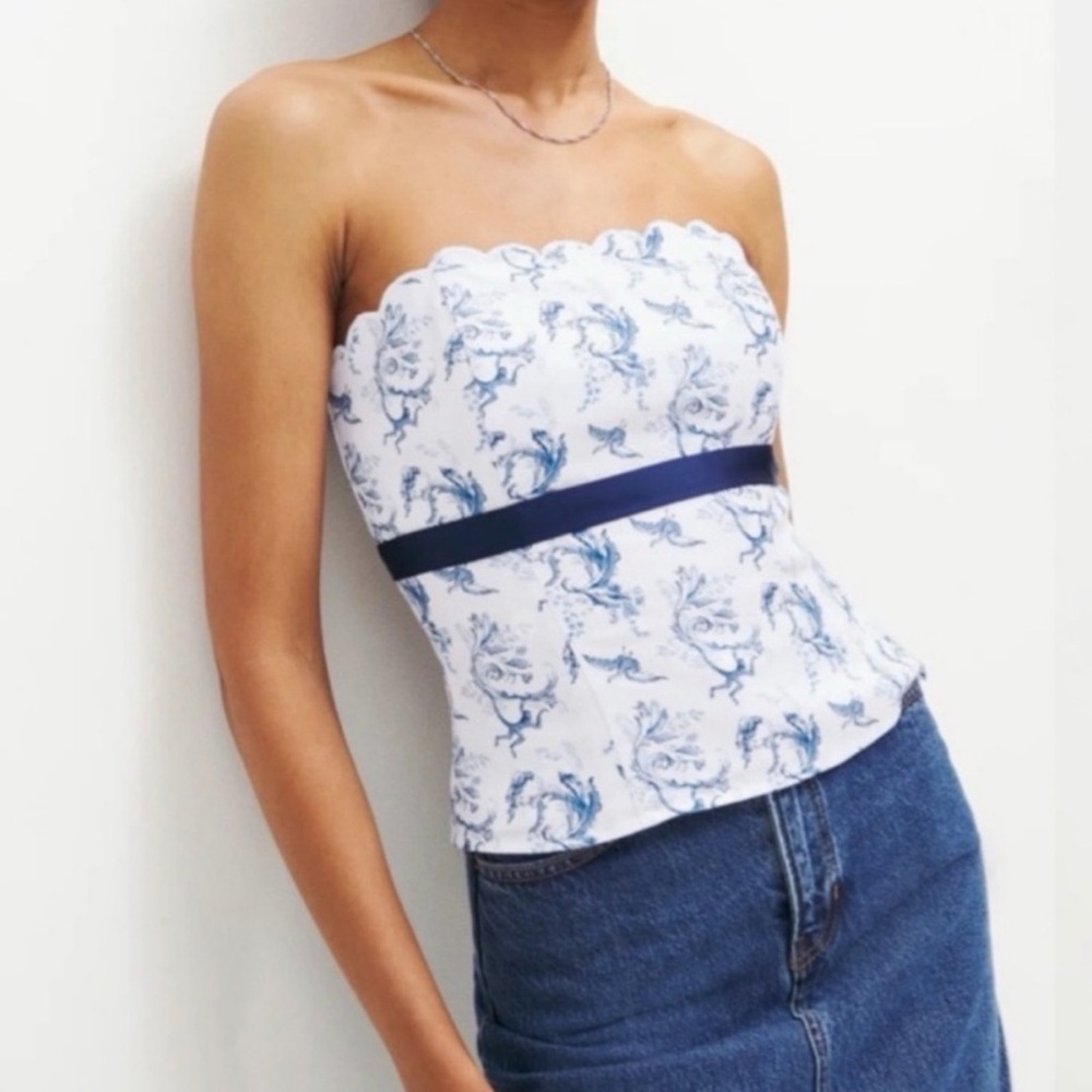 🤍 Reformation Linen Strapless Top Size 6